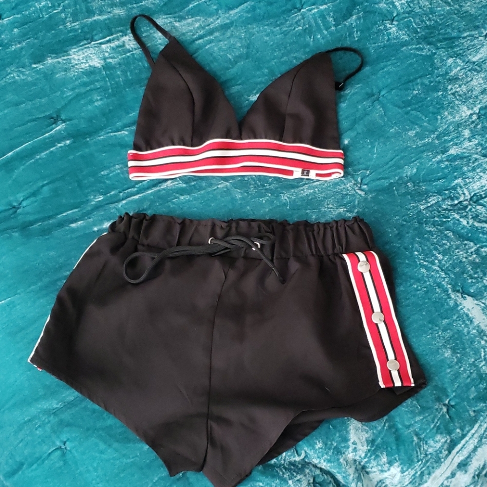 Black bra and shorts